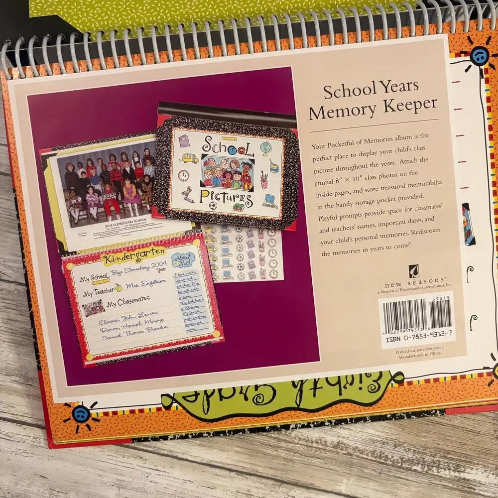 VTG New Seasons School‎ Pictures Scrapbook Keepsake Spiral Bound Whimsical K-8